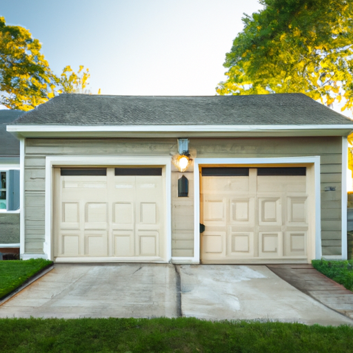 Suburban Sharon, MA house exterior showing a closed garage door, driveway, and cedar siding in morning light.